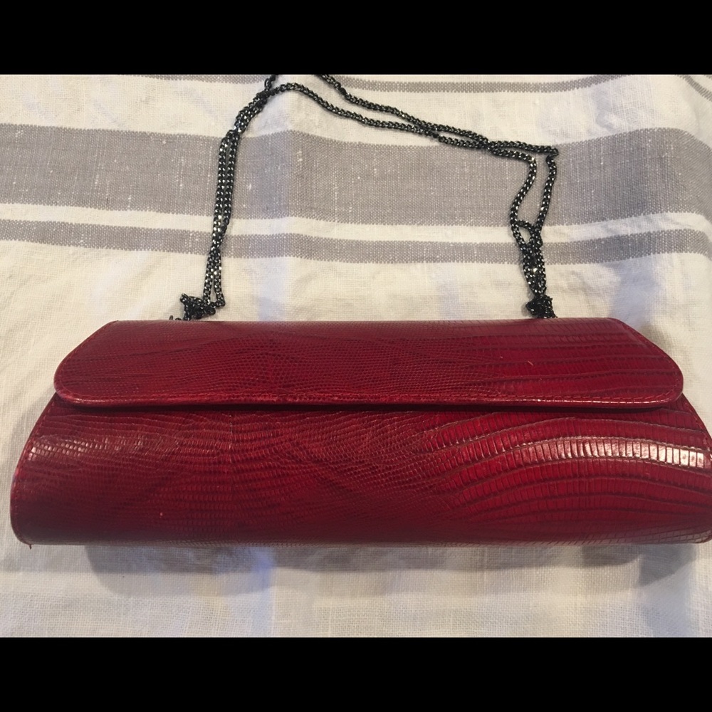 Jalda red leather clutch